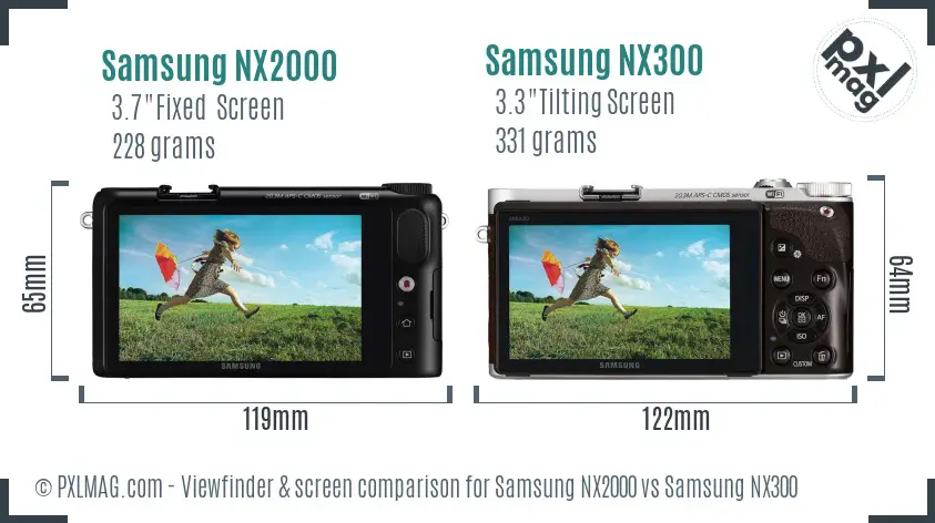 Samsung NX2000 vs Samsung NX300 Screen and Viewfinder comparison
