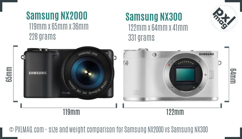 Samsung NX2000 vs Samsung NX300 size comparison