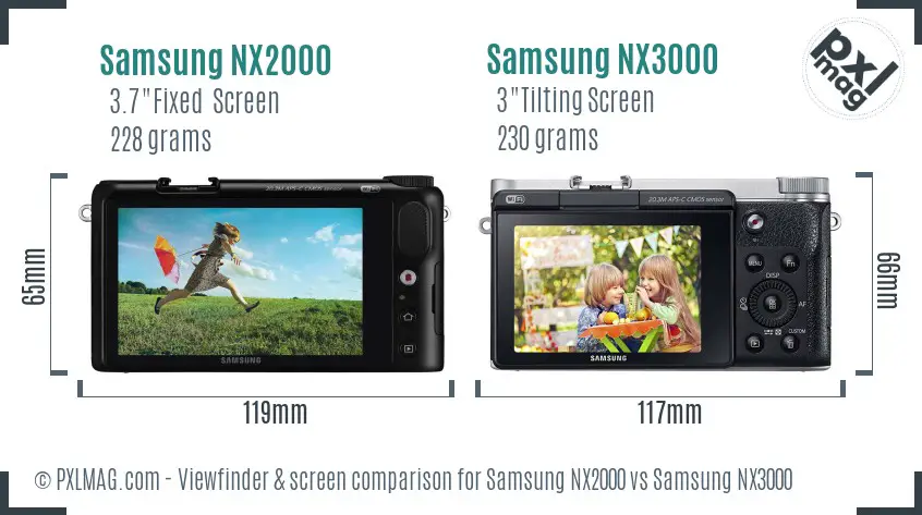 Samsung NX2000 vs Samsung NX3000 Screen and Viewfinder comparison