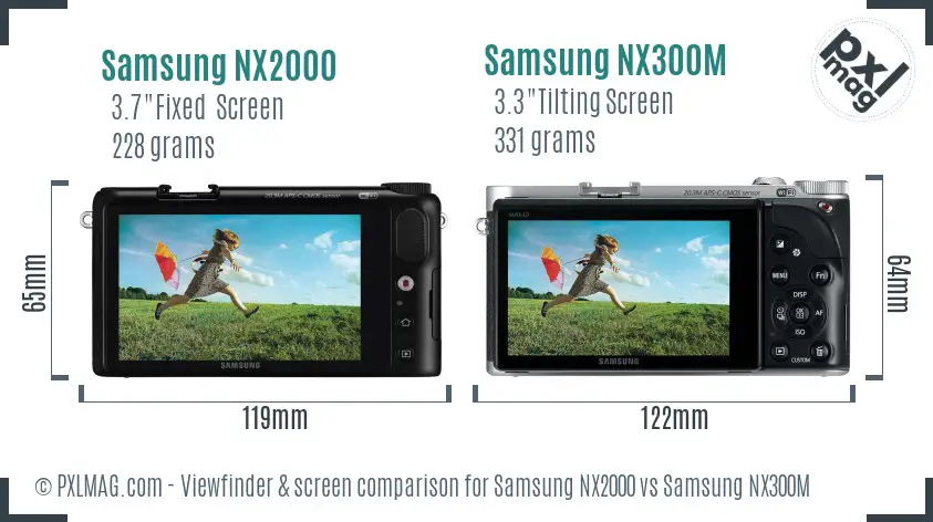 Samsung NX2000 vs Samsung NX300M Screen and Viewfinder comparison