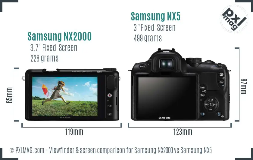 Samsung NX2000 vs Samsung NX5 Screen and Viewfinder comparison