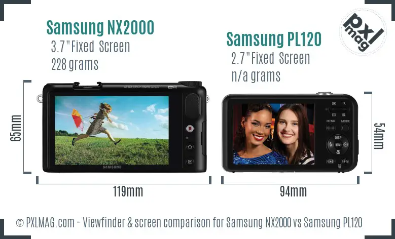 Samsung NX2000 vs Samsung PL120 Screen and Viewfinder comparison