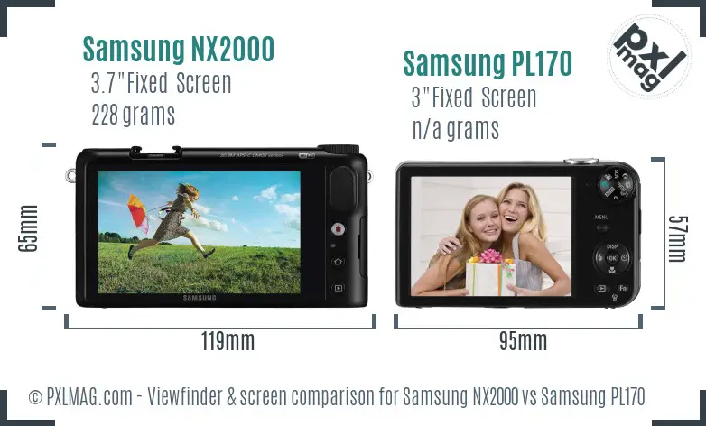 Samsung NX2000 vs Samsung PL170 Screen and Viewfinder comparison