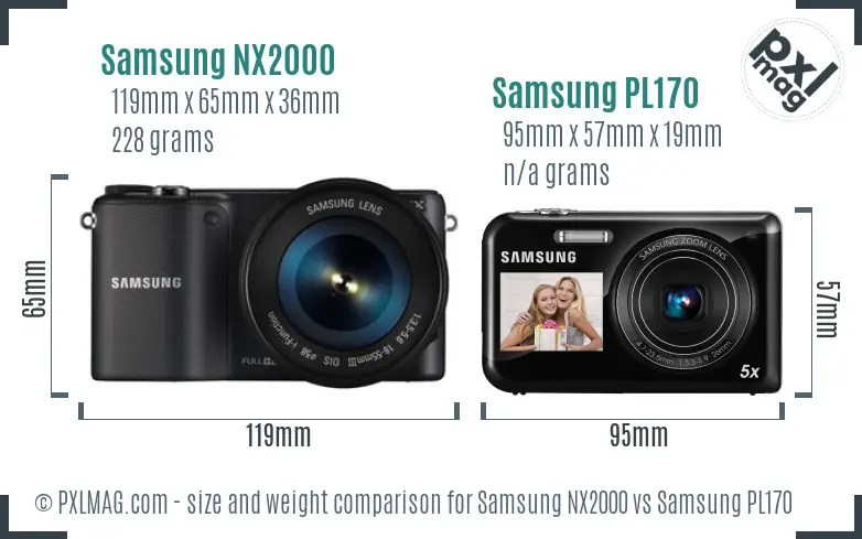 Samsung NX2000 vs Samsung PL170 size comparison