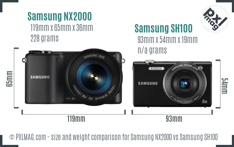 Samsung NX2000 vs Samsung SH100 size comparison Samsung NX2000 vs Samsung SH100 size comparison