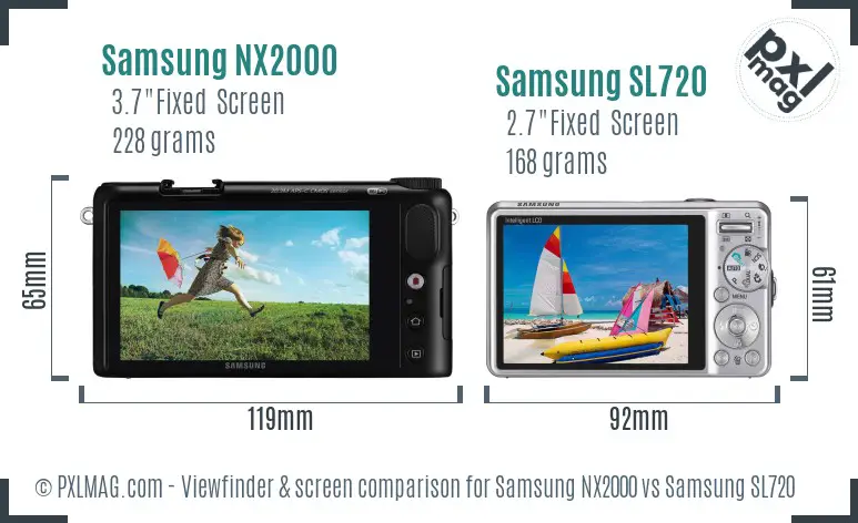 Samsung NX2000 vs Samsung SL720 Screen and Viewfinder comparison