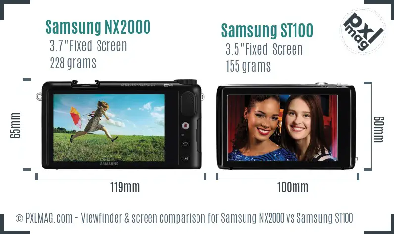 Samsung NX2000 vs Samsung ST100 Screen and Viewfinder comparison