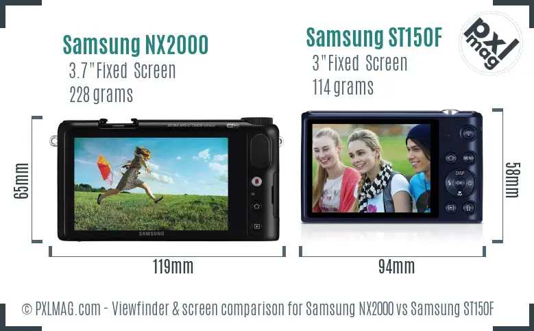 Samsung NX2000 vs Samsung ST150F Screen and Viewfinder comparison