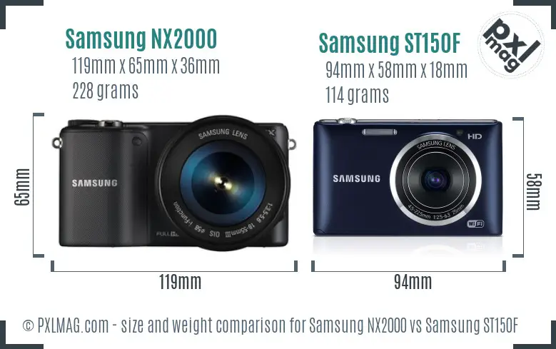 Samsung NX2000 vs Samsung ST150F size comparison