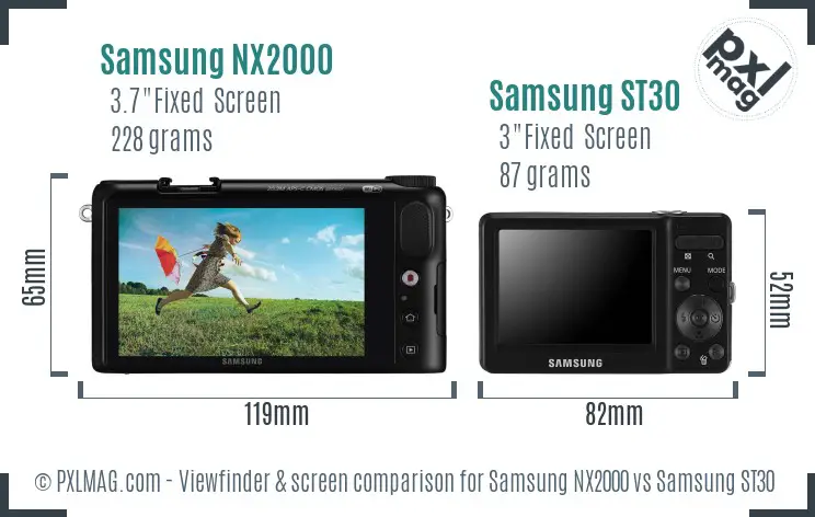 Samsung NX2000 vs Samsung ST30 Screen and Viewfinder comparison