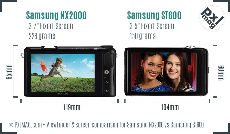 Samsung NX2000 vs Samsung ST600 Screen and Viewfinder comparison