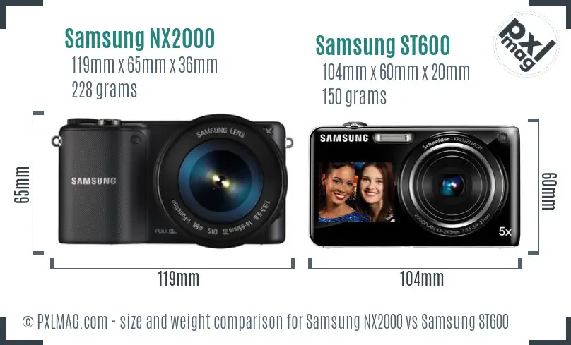 Samsung NX2000 vs Samsung ST600 size comparison