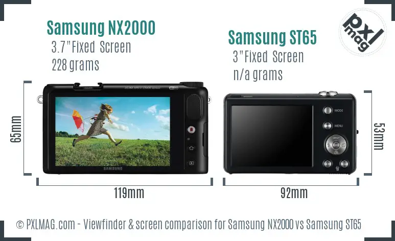 Samsung NX2000 vs Samsung ST65 Screen and Viewfinder comparison