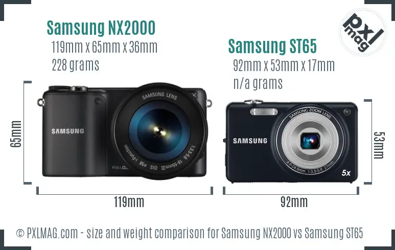Samsung NX2000 vs Samsung ST65 size comparison