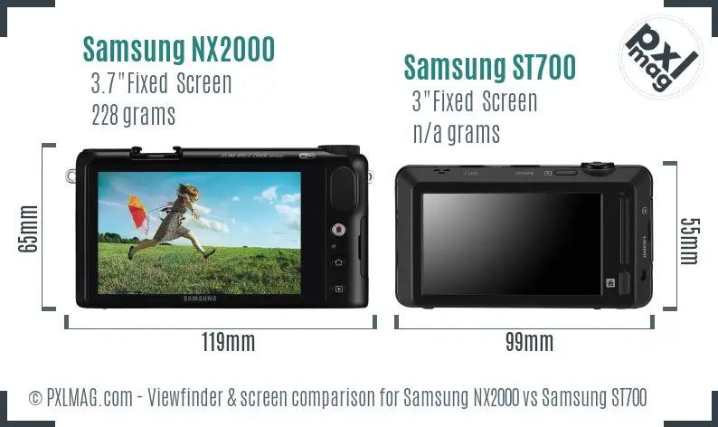 Samsung NX2000 vs Samsung ST700 Screen and Viewfinder comparison