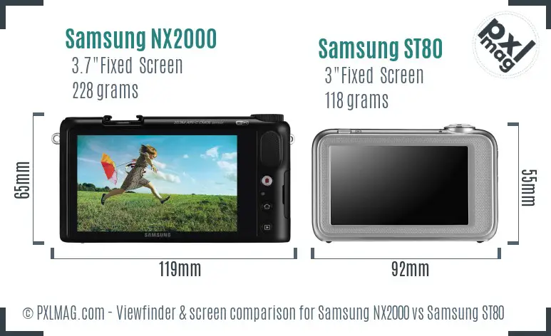 Samsung NX2000 vs Samsung ST80 Screen and Viewfinder comparison