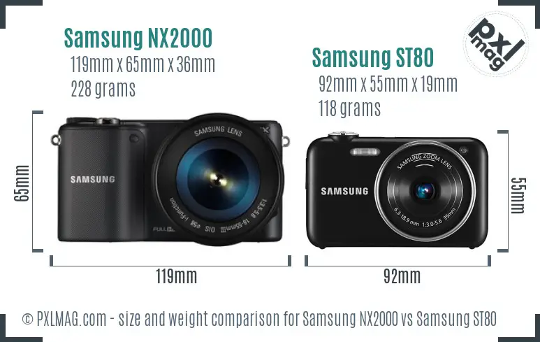 Samsung NX2000 vs Samsung ST80 size comparison