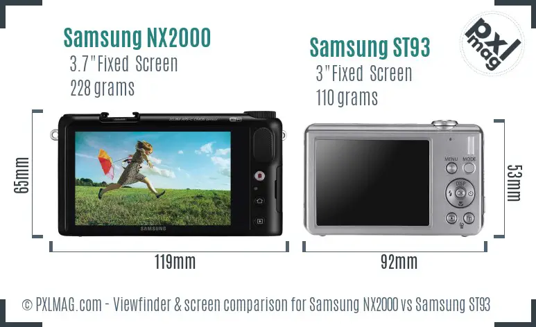 Samsung NX2000 vs Samsung ST93 Screen and Viewfinder comparison Samsung NX2000 vs Samsung ST93 Screen and Viewfinder comparison
