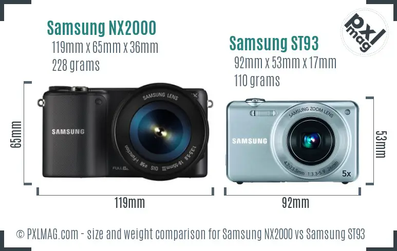 Samsung NX2000 vs Samsung ST93 size comparison Samsung NX2000 vs Samsung ST93 size comparison