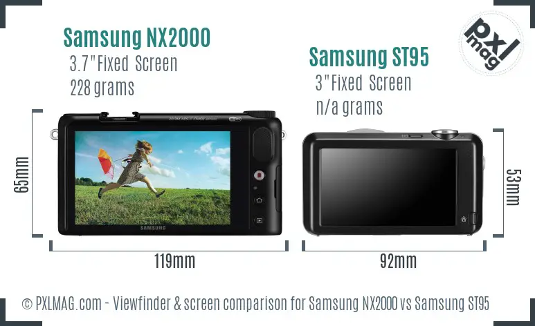 Samsung NX2000 vs Samsung ST95 Screen and Viewfinder comparison