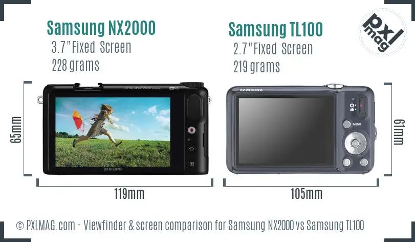 Samsung NX2000 vs Samsung TL100 Screen and Viewfinder comparison