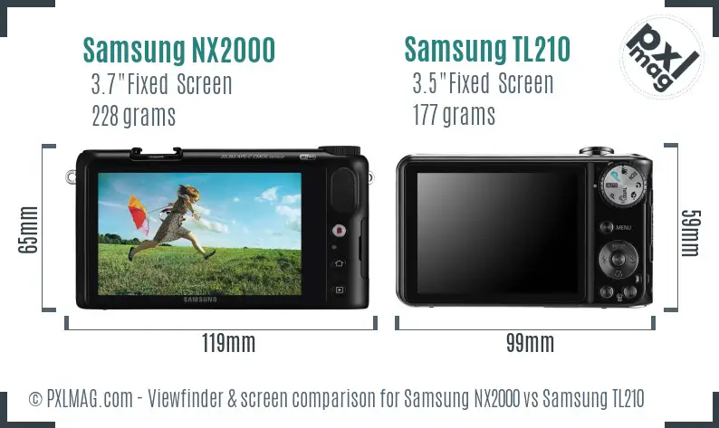 Samsung NX2000 vs Samsung TL210 Screen and Viewfinder comparison