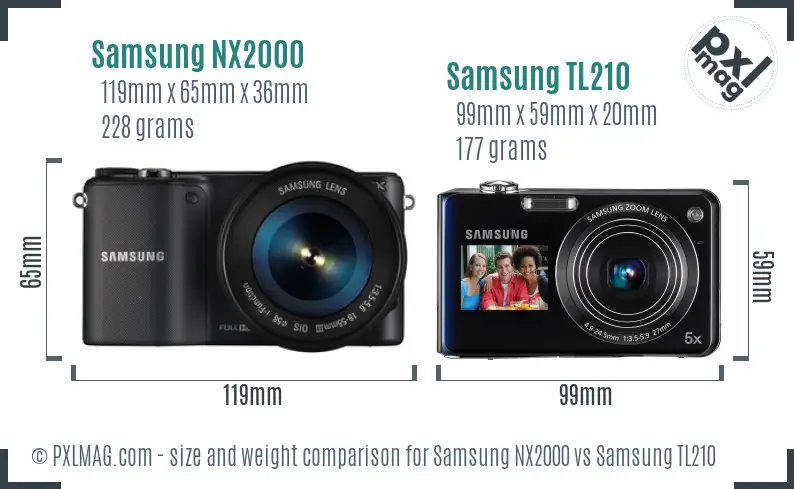 Samsung NX2000 vs Samsung TL210 size comparison