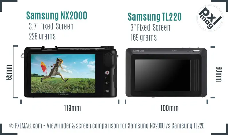 Samsung NX2000 vs Samsung TL220 Screen and Viewfinder comparison