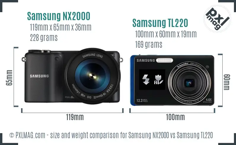 Samsung NX2000 vs Samsung TL220 size comparison