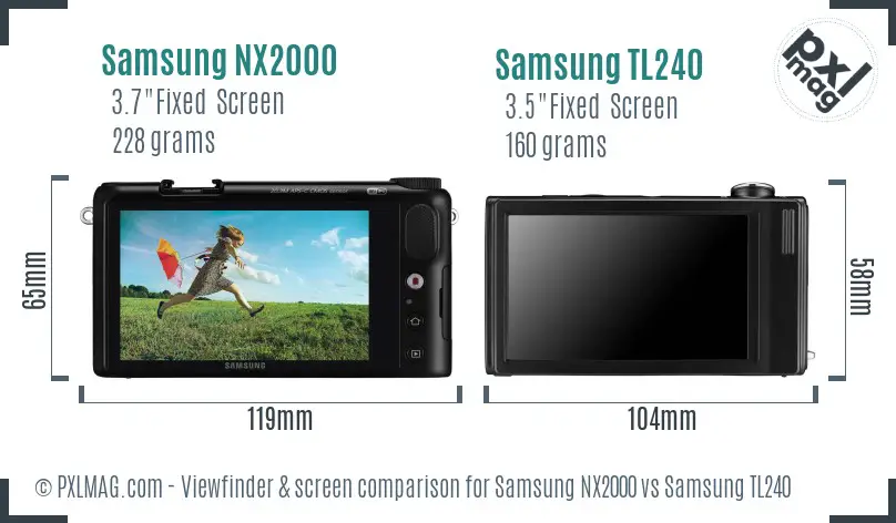 Samsung NX2000 vs Samsung TL240 Screen and Viewfinder comparison