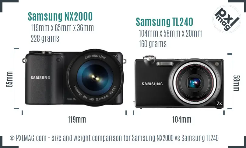 Samsung NX2000 vs Samsung TL240 size comparison Samsung NX2000 vs Samsung TL240 size comparison