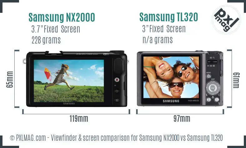 Samsung NX2000 vs Samsung TL320 Screen and Viewfinder comparison Samsung NX2000 vs Samsung TL320 Screen and Viewfinder comparison