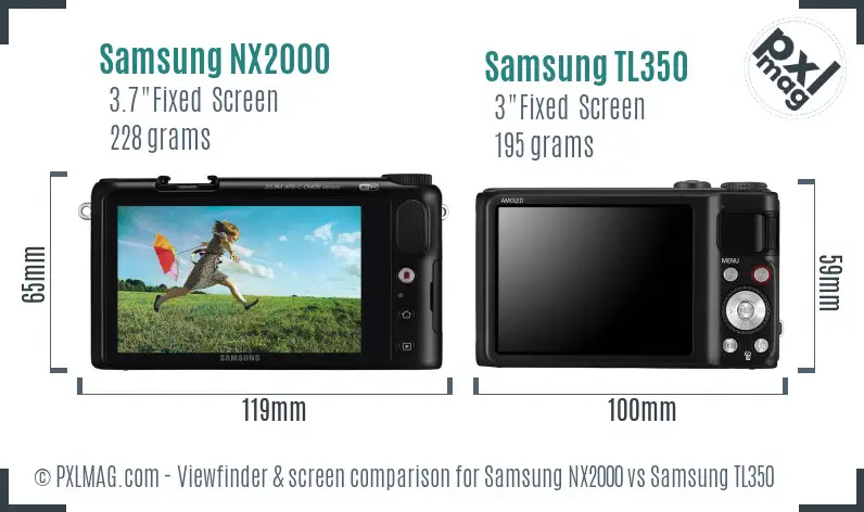 Samsung NX2000 vs Samsung TL350 Screen and Viewfinder comparison