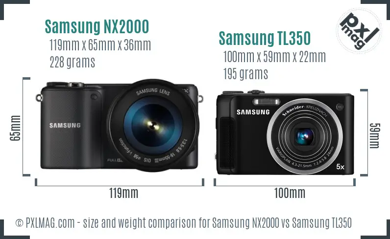 Samsung NX2000 vs Samsung TL350 size comparison