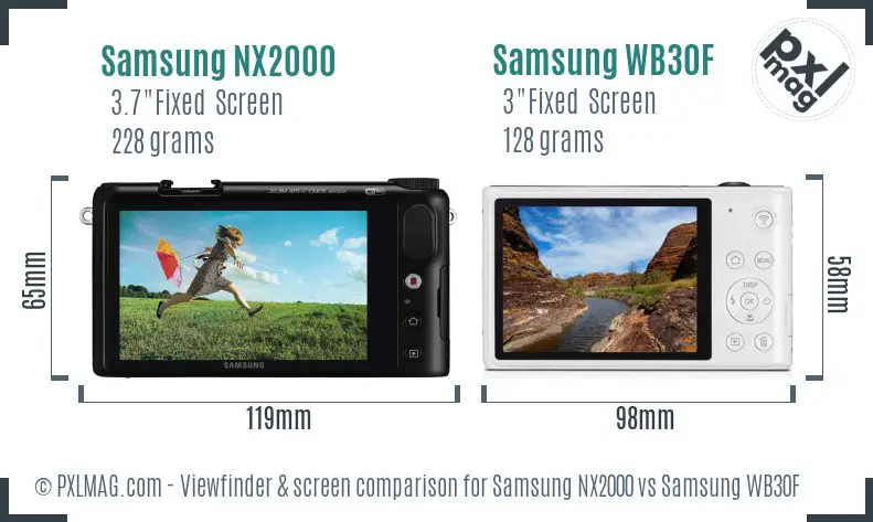 Samsung NX2000 vs Samsung WB30F Screen and Viewfinder comparison