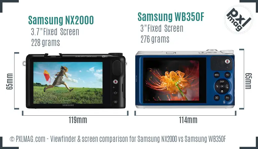 Samsung NX2000 vs Samsung WB350F Screen and Viewfinder comparison