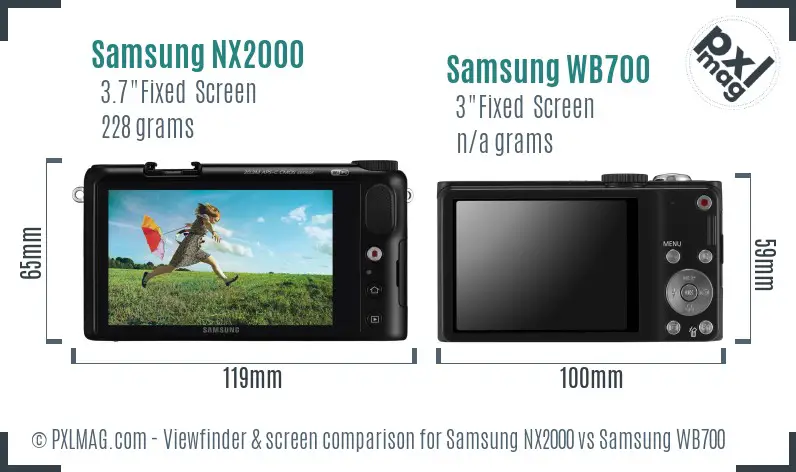 Samsung NX2000 vs Samsung WB700 Screen and Viewfinder comparison