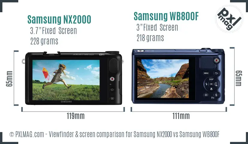 Samsung NX2000 vs Samsung WB800F Screen and Viewfinder comparison
