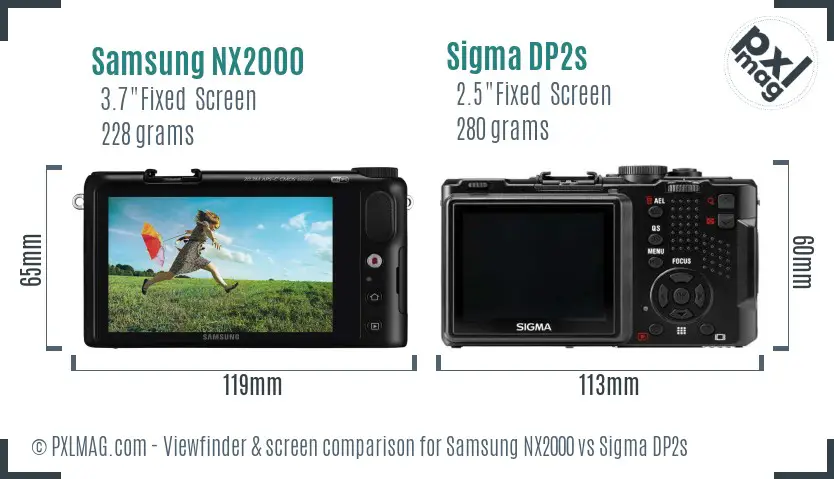Samsung NX2000 vs Sigma DP2s Screen and Viewfinder comparison