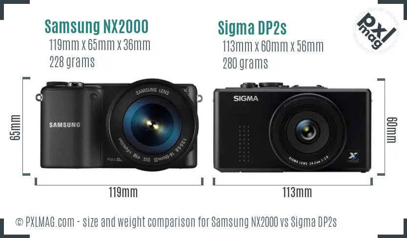 Samsung NX2000 vs Sigma DP2s size comparison