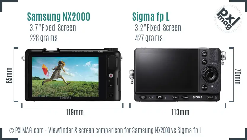 Samsung NX2000 vs Sigma fp L Screen and Viewfinder comparison