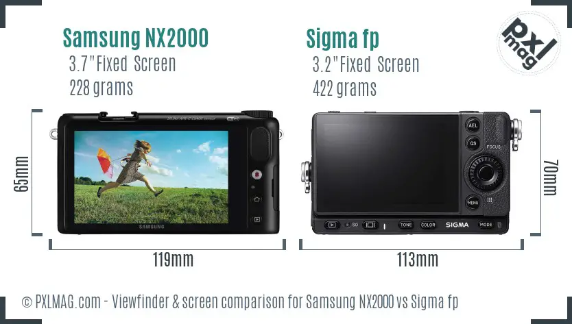 Samsung NX2000 vs Sigma fp Screen and Viewfinder comparison