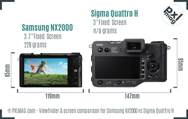 Samsung NX2000 vs Sigma Quattro H Screen and Viewfinder comparison