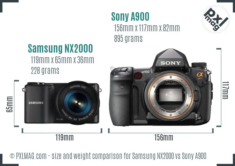 Samsung NX2000 vs Sony A900 size comparison
