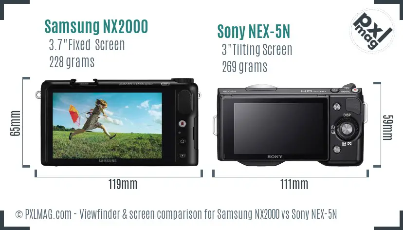 Samsung NX2000 vs Sony NEX-5N Screen and Viewfinder comparison