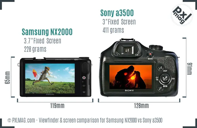 Samsung NX2000 vs Sony a3500 Screen and Viewfinder comparison