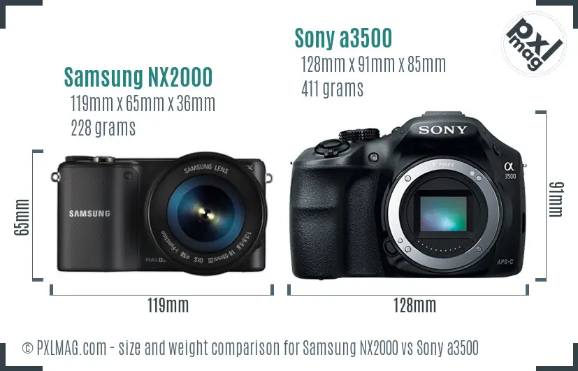 Samsung NX2000 vs Sony a3500 size comparison