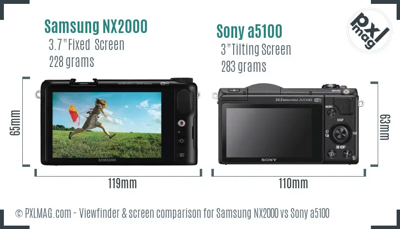 Samsung NX2000 vs Sony a5100 Screen and Viewfinder comparison