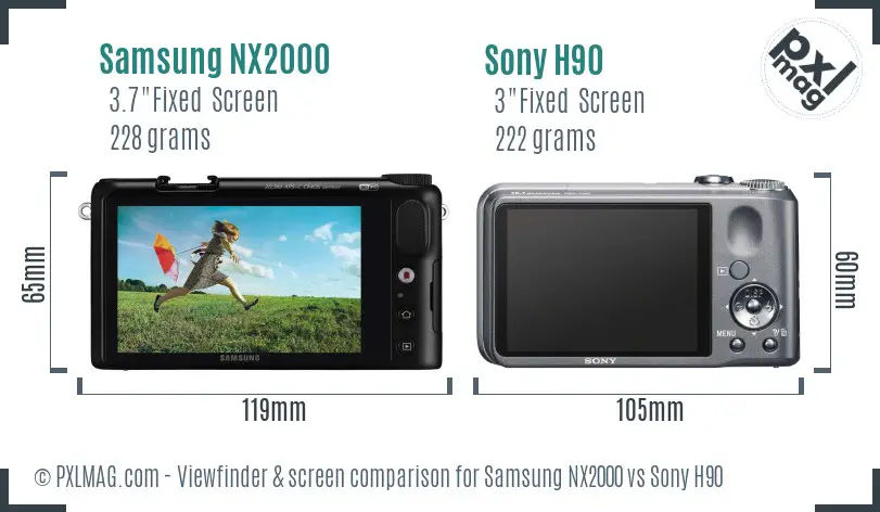 Samsung NX2000 vs Sony H90 Screen and Viewfinder comparison