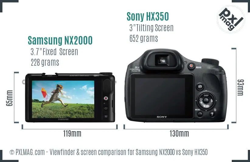 Samsung NX2000 vs Sony HX350 Screen and Viewfinder comparison Samsung NX2000 vs Sony HX350 Screen and Viewfinder comparison